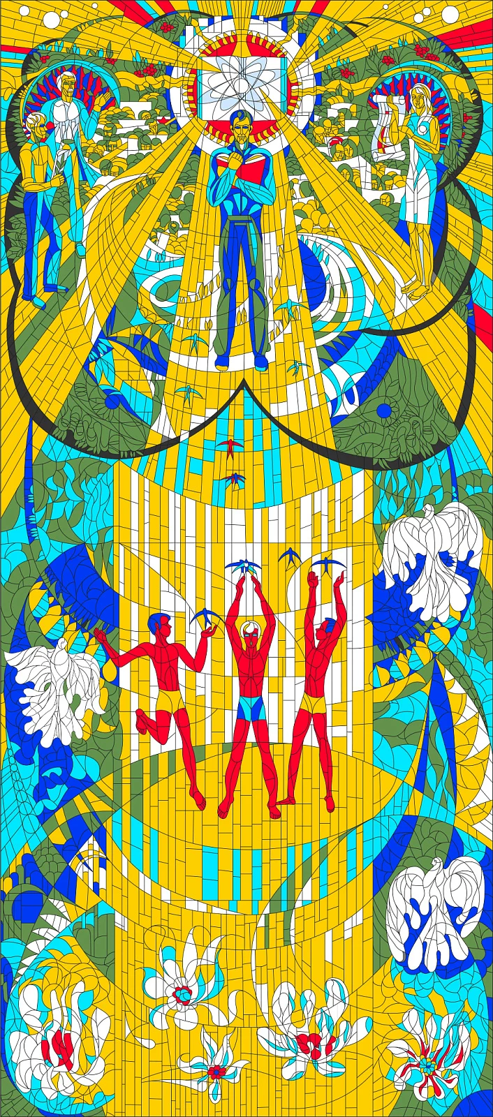 Витраж "Праздничный". Могилевская областная библиотека им. В.И. Ленин